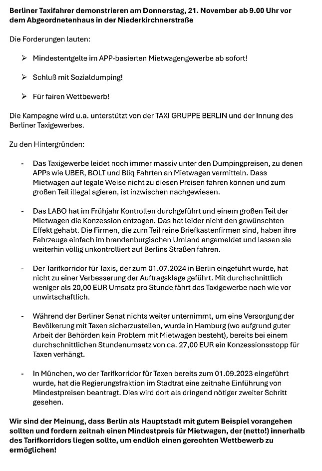 programmtext für taxi-demo am 5.12.2024 in berlin